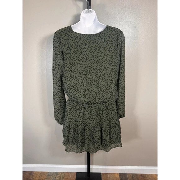 Sadie and Sage Women’s Small Faux-wrap DresElastic bottom Green And Black  Spot - Picture 5 of 8